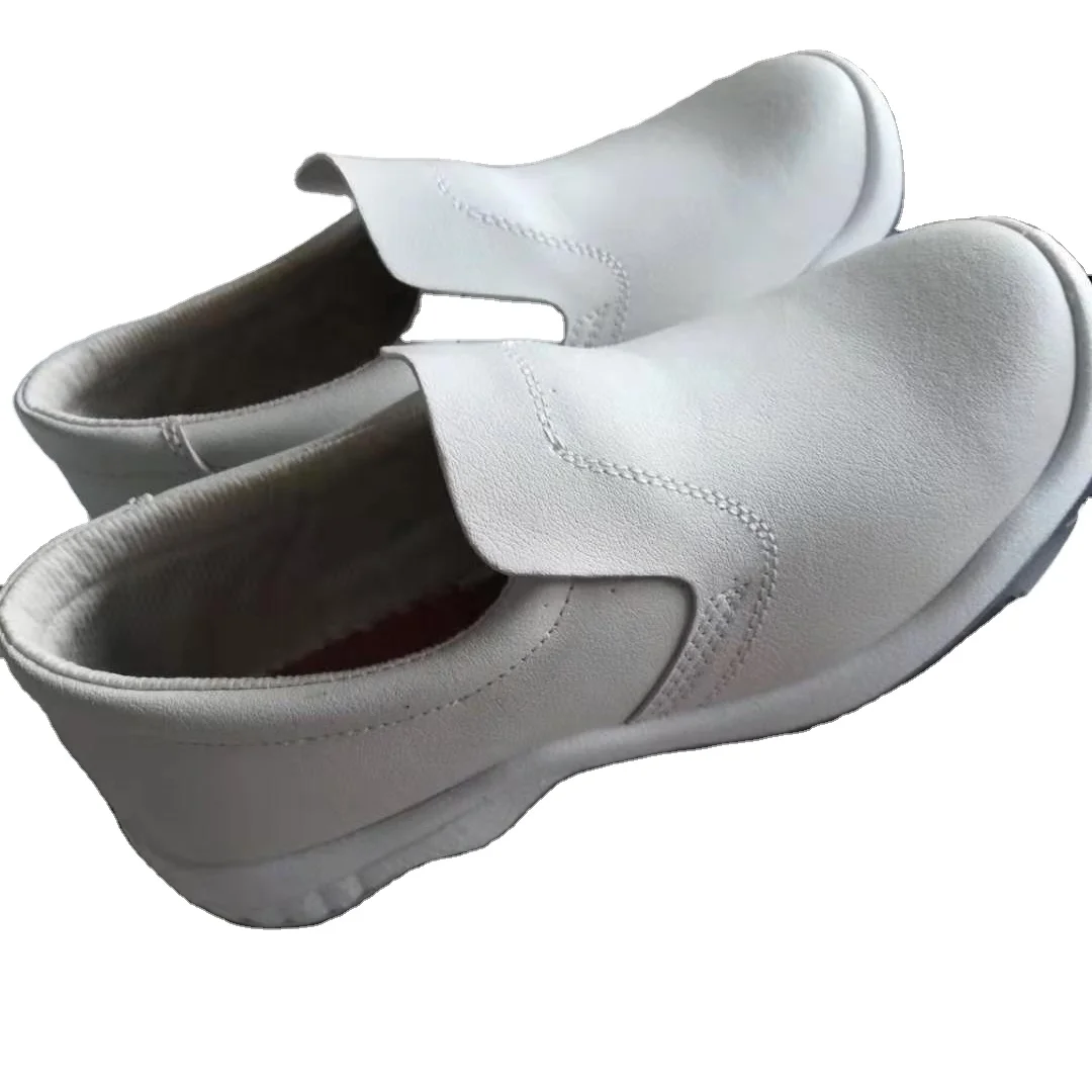 Anti slip Microfiber leather white bakery steel toe safety shoes lab doctor work shoes