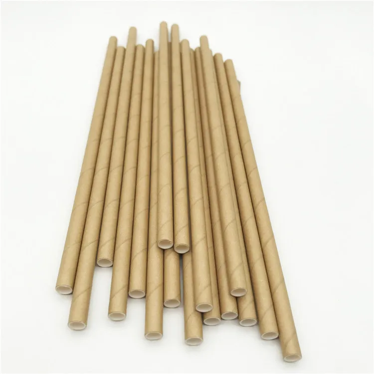 6*197mm Plain Brown Kraft Wholesale Paper Straws