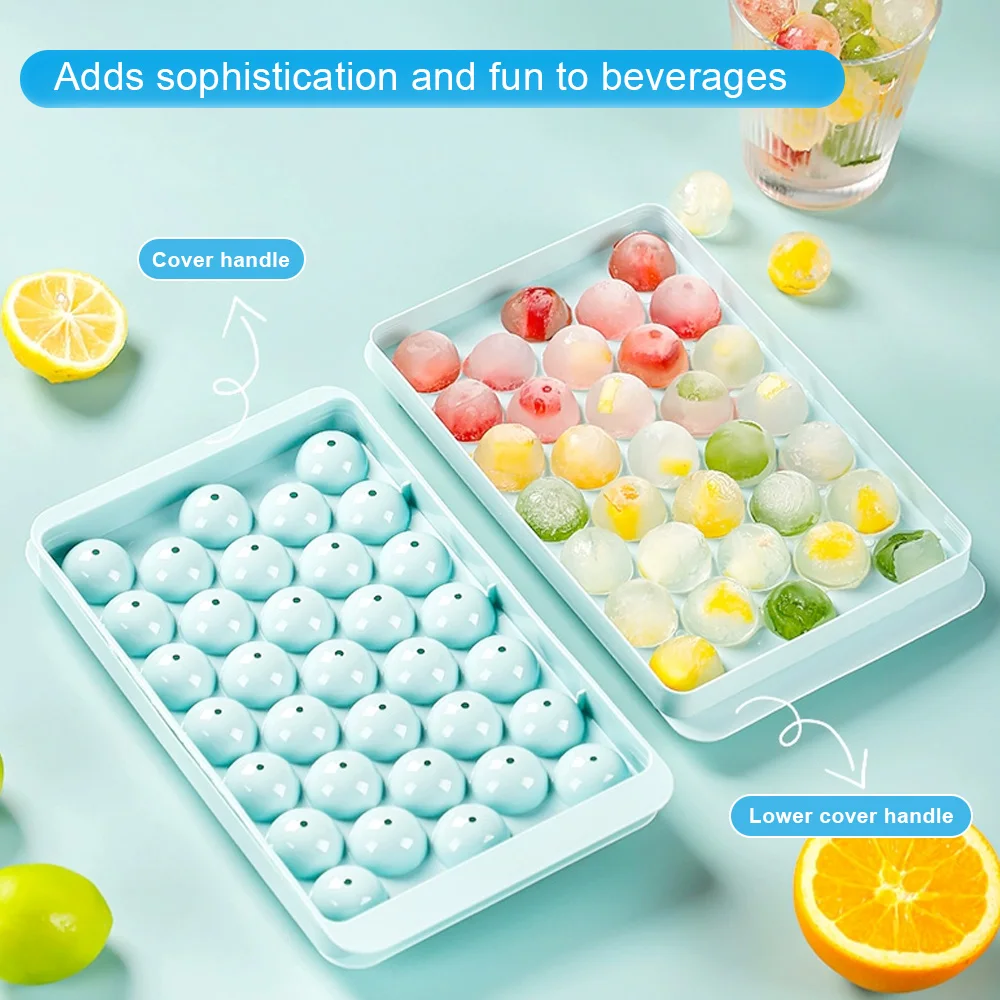 ice ball maker mold ice moulds round ice cubes trays with lid and bin for beers for freezer stackable