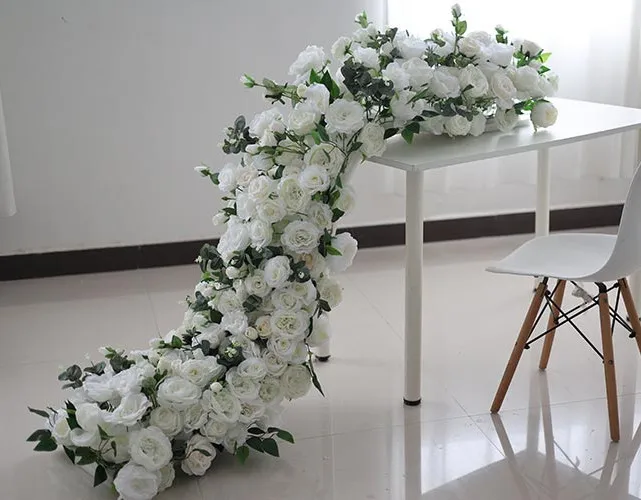A-1156 популярное событие, украшенные цветочным настольная дорожка белый шелк искусственный цветок настольная дорожка свадебная АРКА цветок