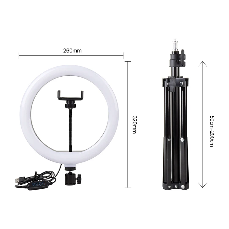 
Phone ring light 10inch tik tok video live broadcasting led selfie ring light with tripod stand phone holder 