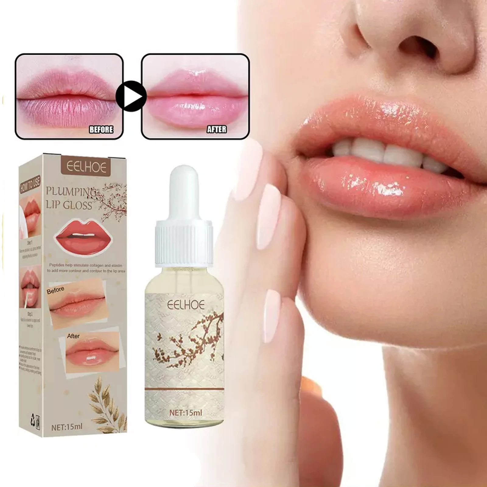 Eelhoe OEM ODM Мятная жидкость для увеличения объема губ и улучшения питательного и увлажняющего набора, масло для увеличения объема губ 15 мл