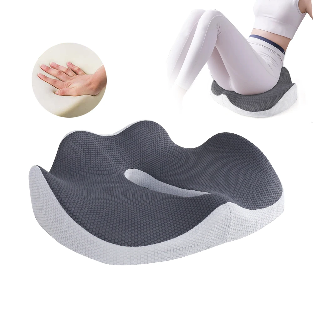 Wholesale Customized Design Light Grey Memory Foam Coccyx Office Butt Seat Cushion for Office Chair