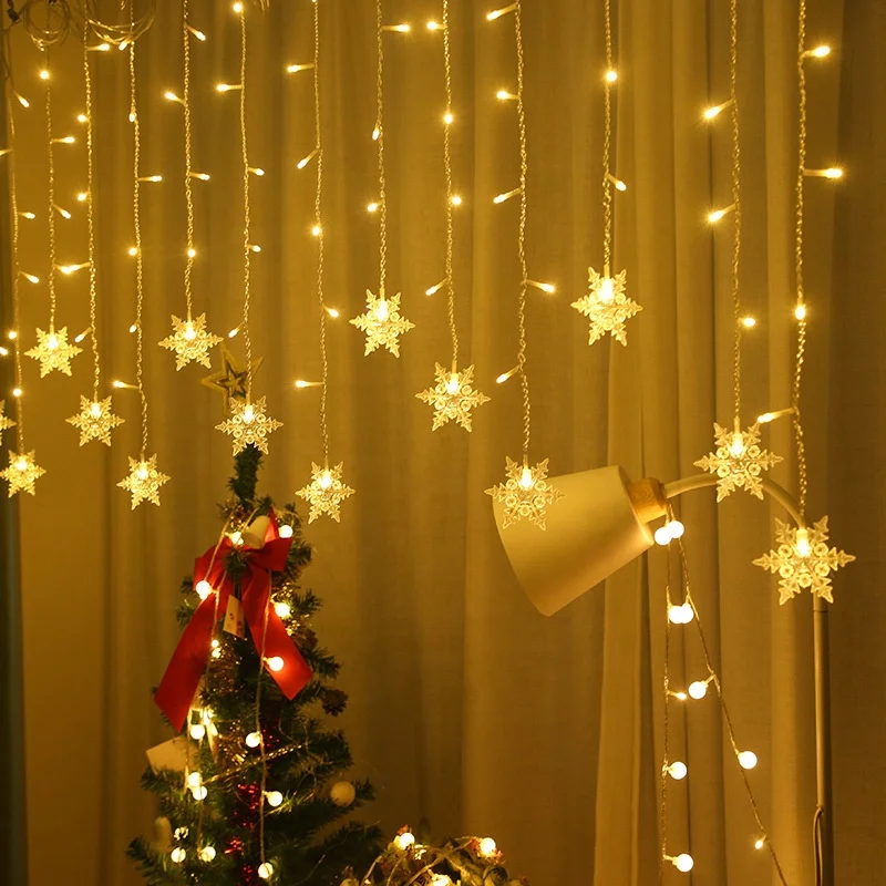 Popular Design 3.5m Christmas curtain LED light with star shape hot sale for Christmas decoration adornos de navidad