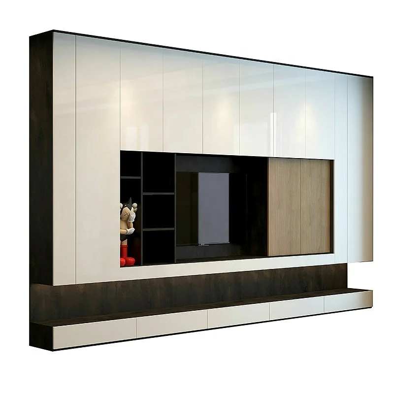 Light Luxury Living Room Whole House Custom Background Tv Cabinet Wooden Wall Modern Solid Television Stand 30-45 Days Rectangle