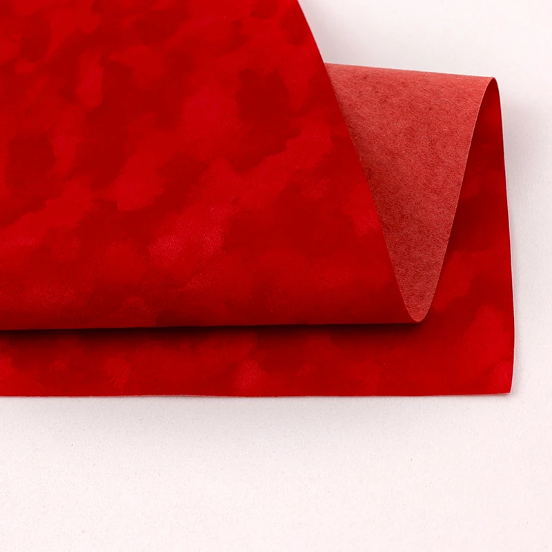 New Design Red Color Jewelry Box Interlining Yellow Crushed Velvet Fabric Spunlace Sticky Flocking Material