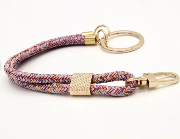 Multi-Color Carabiner Key Rings with Durable Rope Lanyards Fashionable Rope Lanyards Attached to Heavy Duty Carabiner Keychains