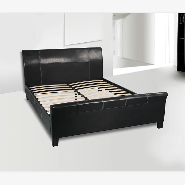 High quality Cheap King size leather bed Pu soft bed  with wood frame and slats for bedroom furniture