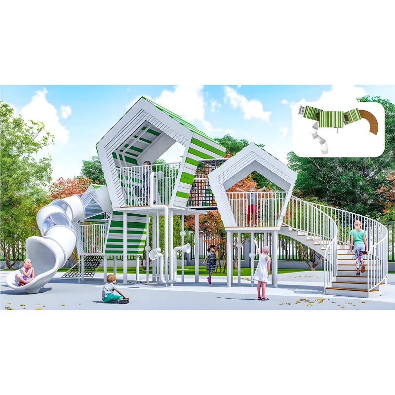 large outdoor playground with slide Galvanized steel