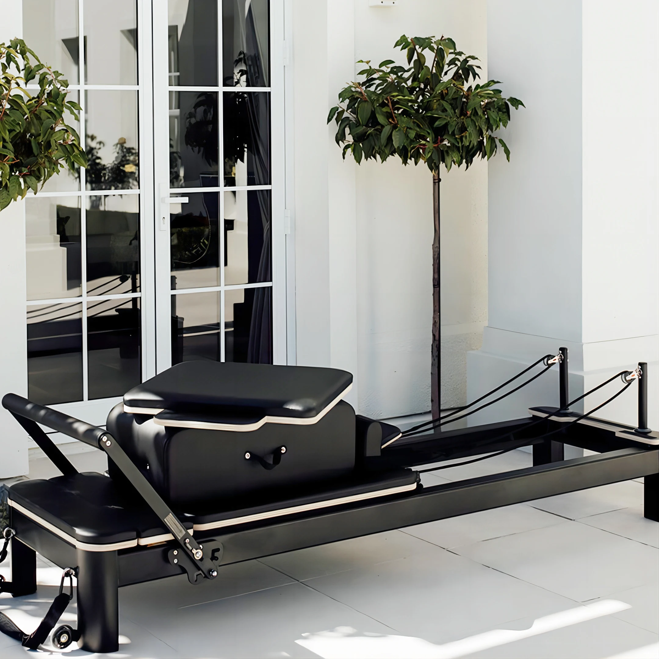 fitness commercial studio home yoga black alloy machine aluminum pilates reformer