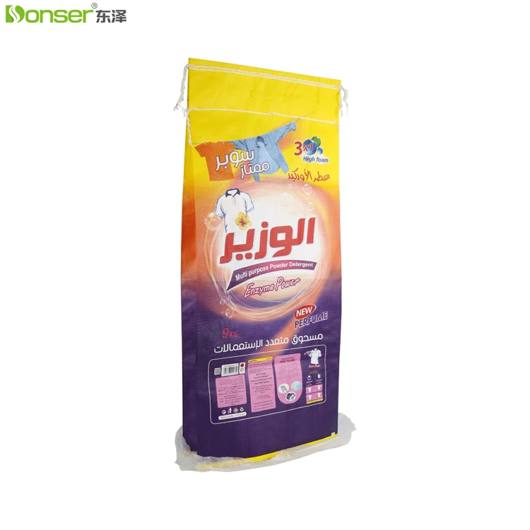 Hot 9kg Washing Powder Packaging Bag Factory Wholesale Recyclable Moisture Proof PP Woven Bags with Handle Hole and PE Liner