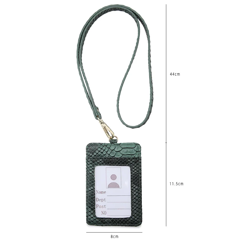 Hot selling  pattern student ID card holder custom PU leather work pass card case with lanyard