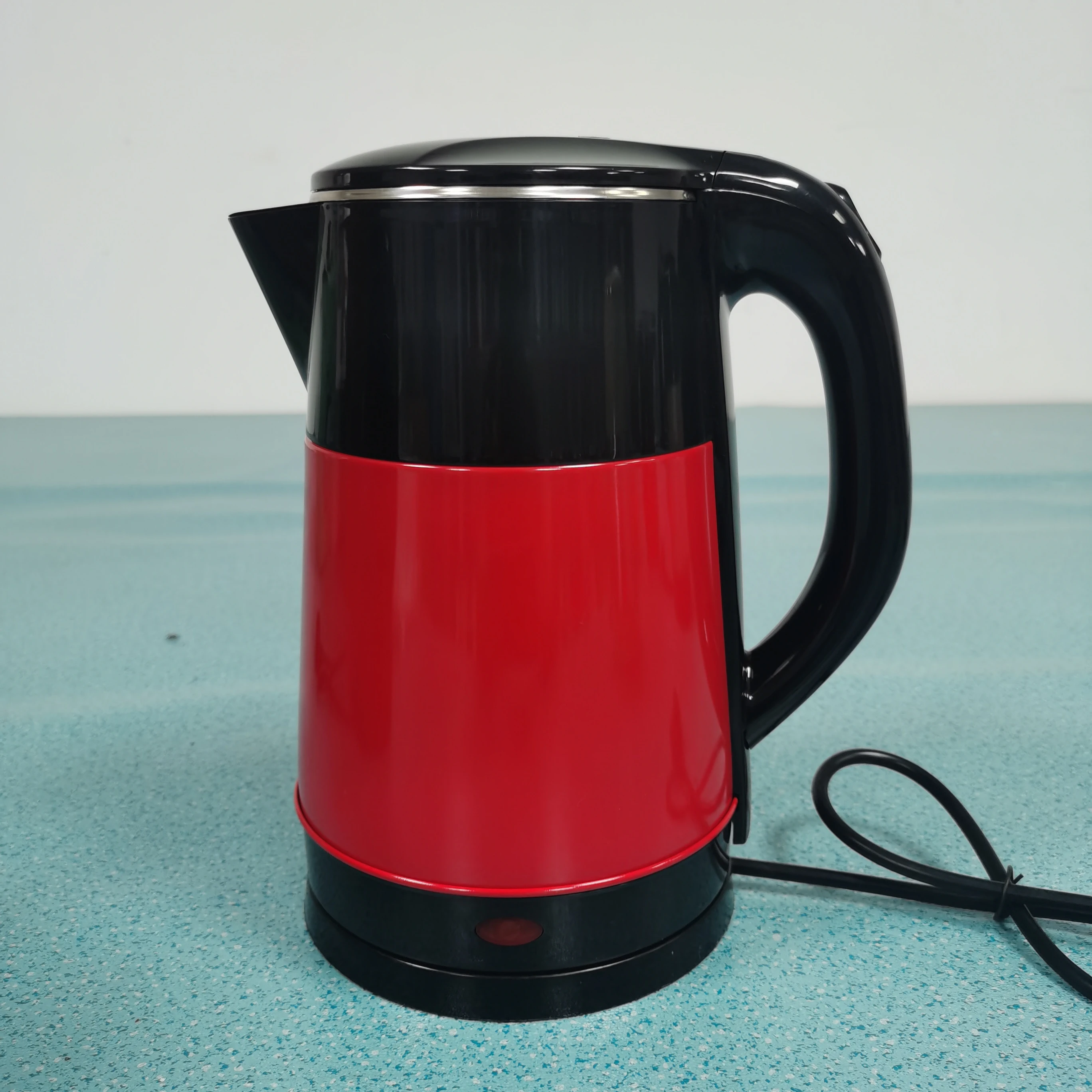 Black and red color stainless steel electric kettle with concealed heating element 2.3L