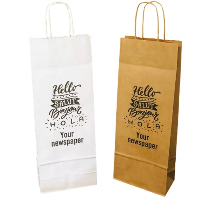Customized Kraft Paper Red Wind Hand Bag Wine Bottle Packaging Bags for Wine or Drinks Packing