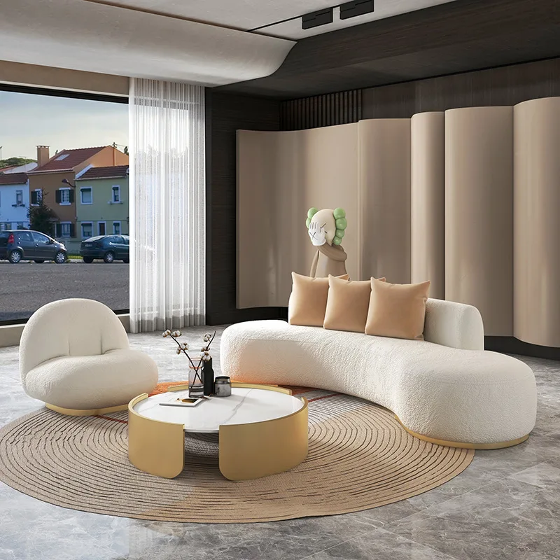 Nordic Lamb Velvet Fabric Sofa Modern Home Furniture Sofa Living Room Furniture Set