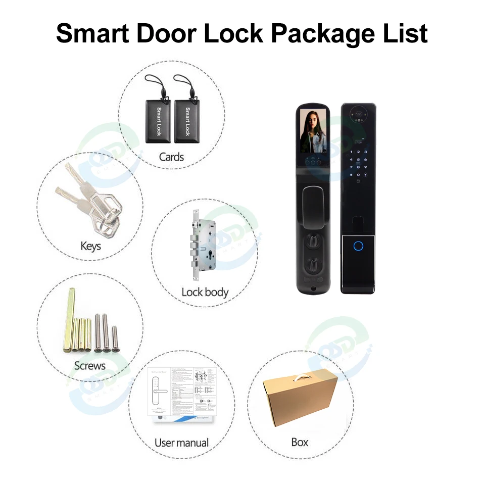Video Intercom Tuya Smart 3D Face Recognition Smart Lock with Camera Smart Code Digital Fingerprint Automatic Door Lock