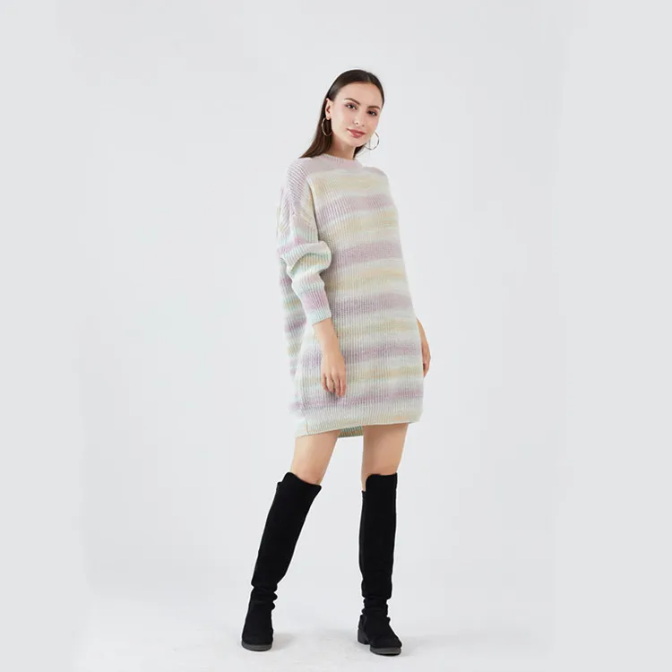 fashion new style women autumn long sleeve casual knit sweater dress