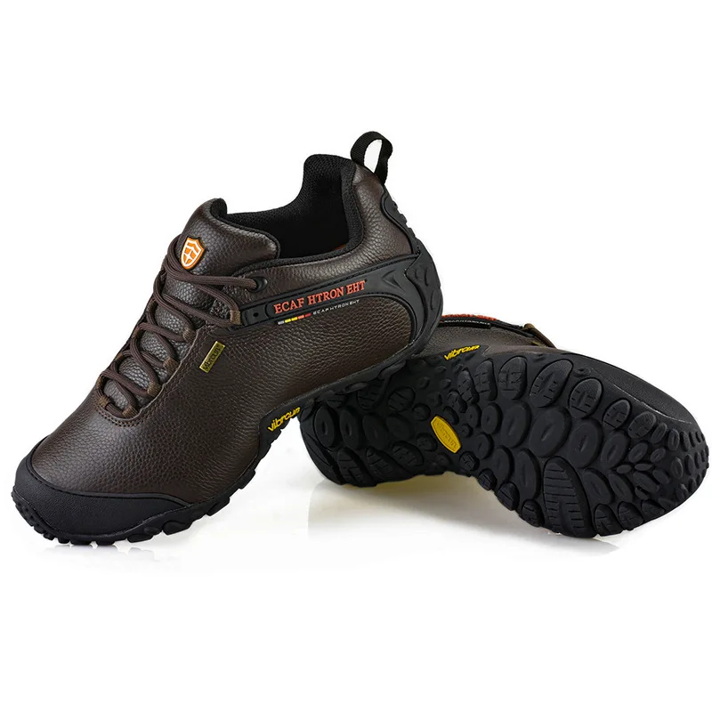 High quality unisex cowhide leather outdoor hiking shoes non-slip rubber sole mountain sport trekking shoes for men