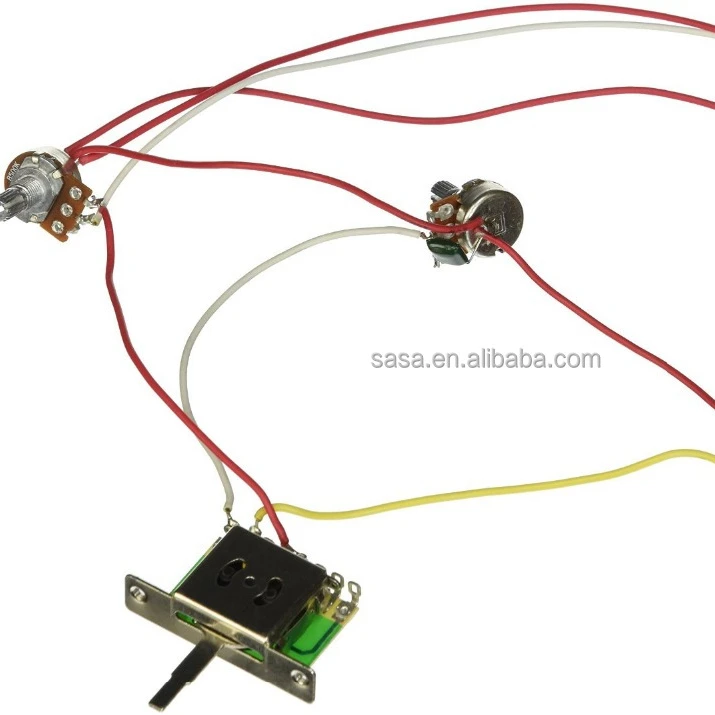 1 Set Wiring Harness Prewired,5-way Switch,jack 500k Pots,for Guitar,5Way1V2T1J