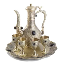 Wine set metal suit ancient white wine glass court retro Russian hip flask gift box wine splitter