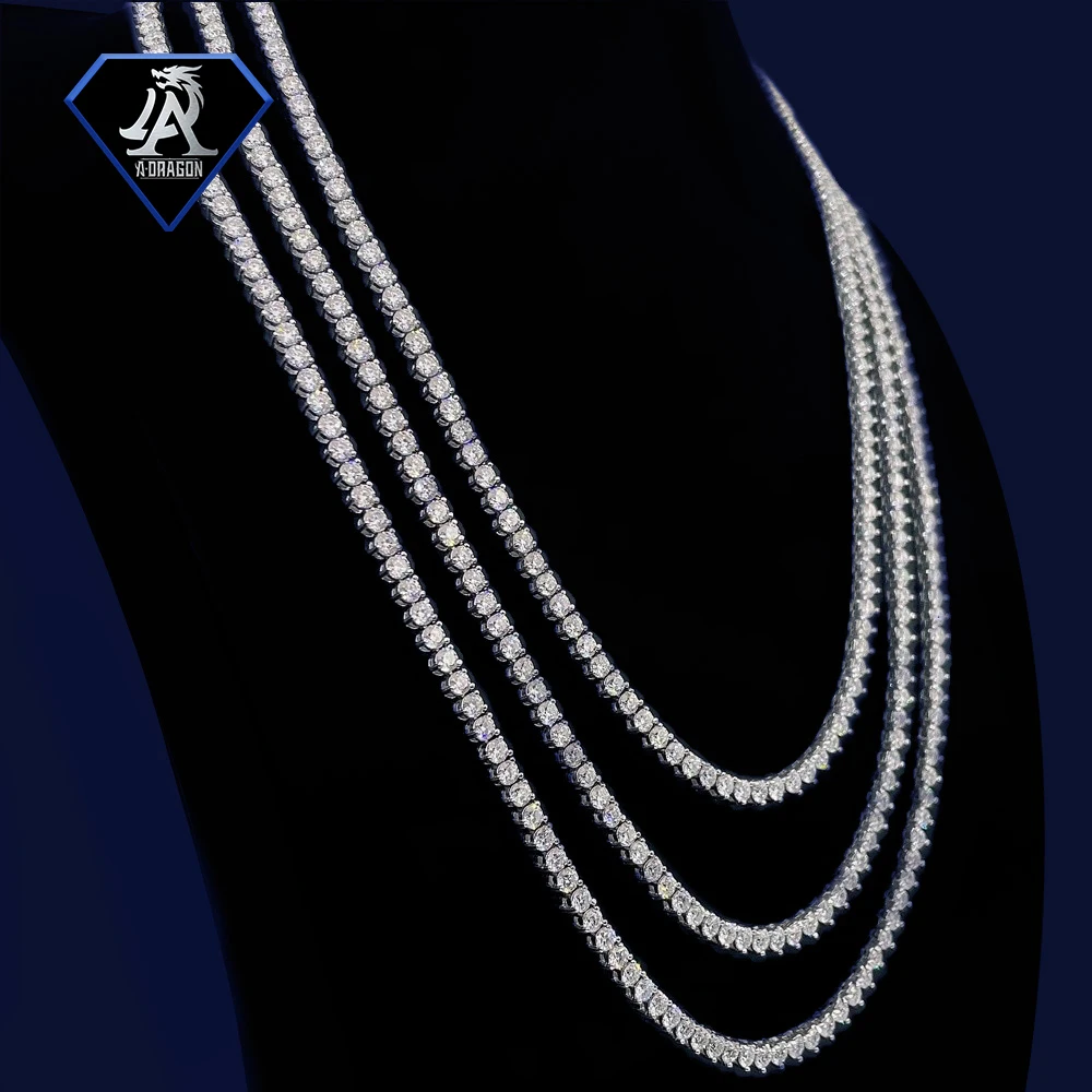 Best selling 3mm 925 Silver Moissanite Hip Hop Claw Necklace for Men Single Stone Pendant