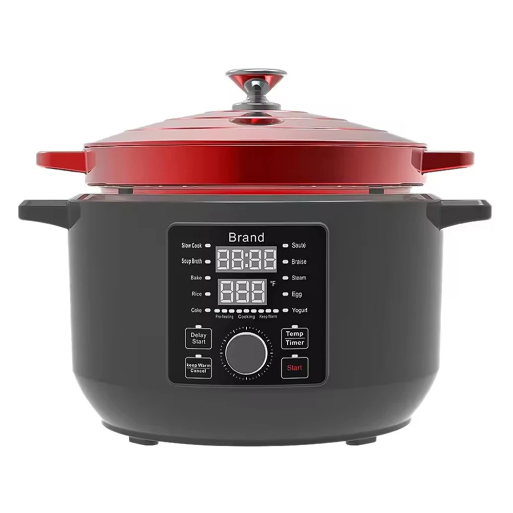1500W Multifunctional Slow Cooker For household with LCD Display and Knob Control