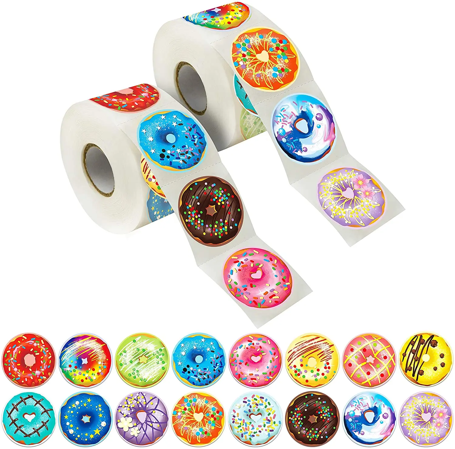 Doughnut Stickers Party Decoration Teacher Reward Encouragement Motivational Decals 16 Designs for Arts DIY Crafts