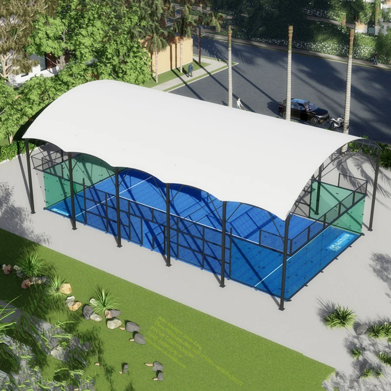 2024 New Padel Tennis Court Cover Steel Structure Panoramic Padel Courts Roof Factory Price Single  Paddle Tennis Court Tent
