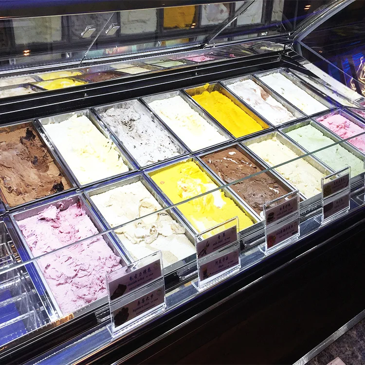 commercial retail ice cream showcase cabinet freezer display tray