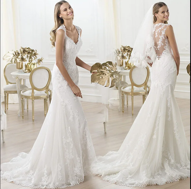 AL1610 custom fashion gorgeous wedding dress nigerian  bridal gown fish tail white lace cheap Christmas mermaid wedding dress