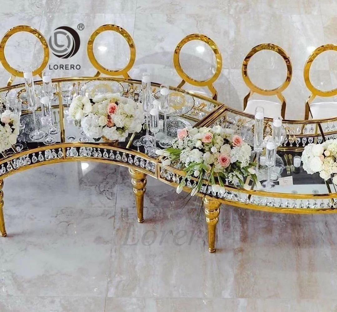 Stainless steel modular design- circle glass top dining table 4 pieces make a complete circle