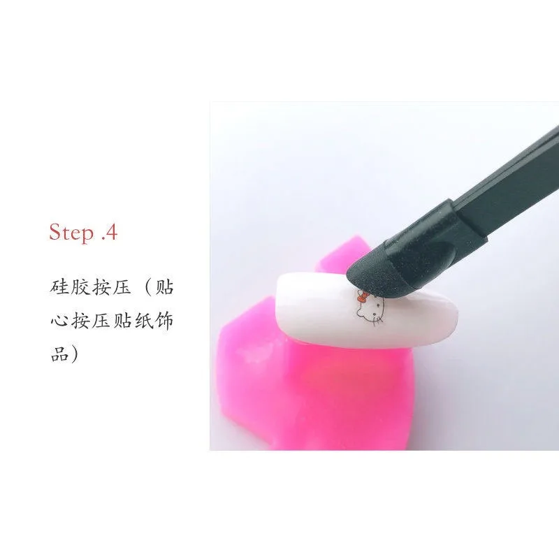 Silicone Pressing Head for 3D Sticker Rhinestones Water Sticker Stainless Steel Nail Tweezers