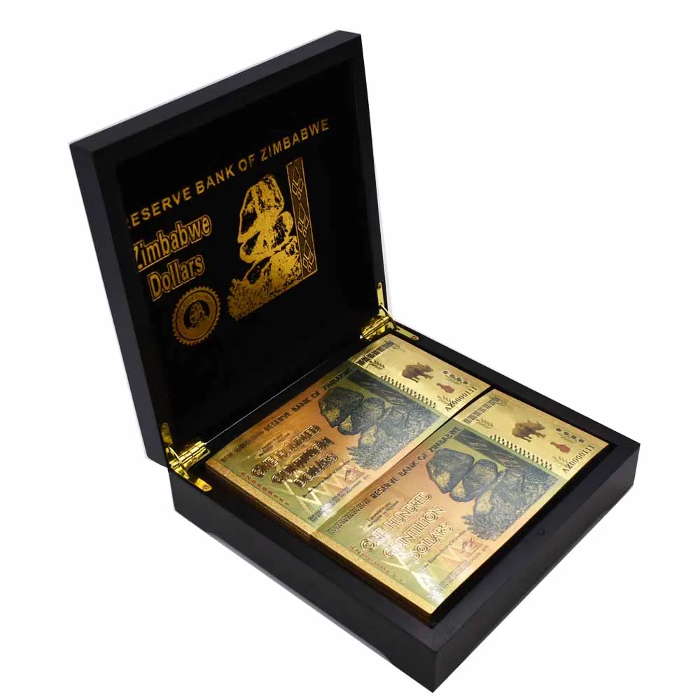 
Zimbabwe Paper Money Banknotes One Vicintillion Dollars Bill 24K Gold Banknote with UV Light for Souvenir and Collection Gifts 