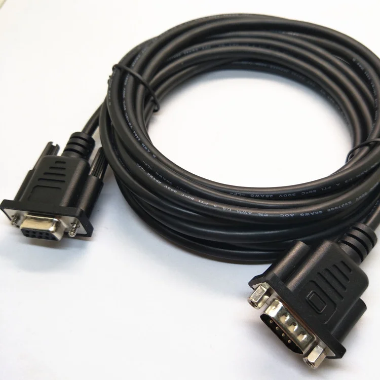 Factory Custom black db 9pin male to db 9pin female RS232 Extension Serial  cable