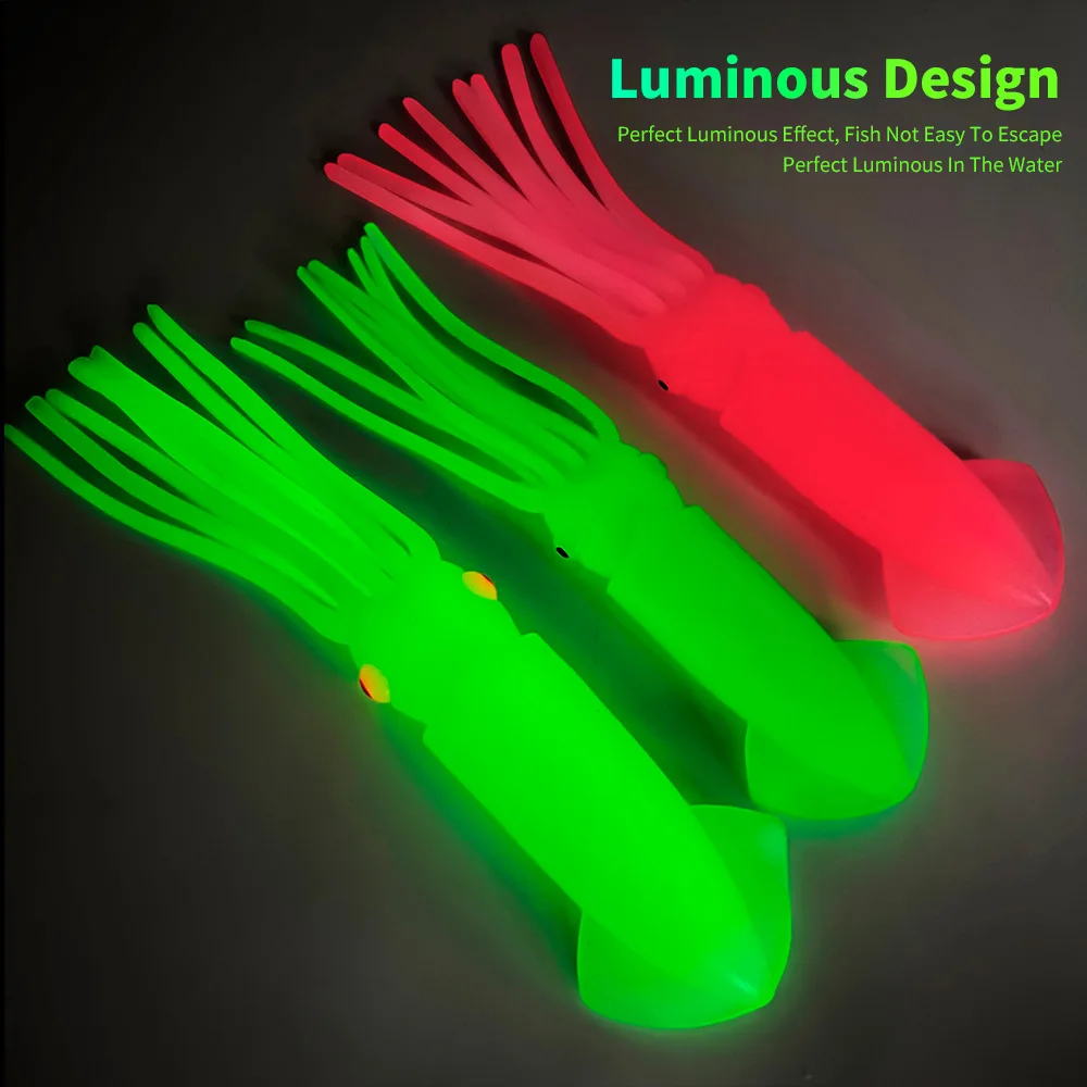 New 6.5cm 8cm 10cm 12cm 15cm 18cm 20cm 23cm Rubber Squid Skirts Octopus Soft Fishing Lures Luminous Artificial Plastic Tube Bait