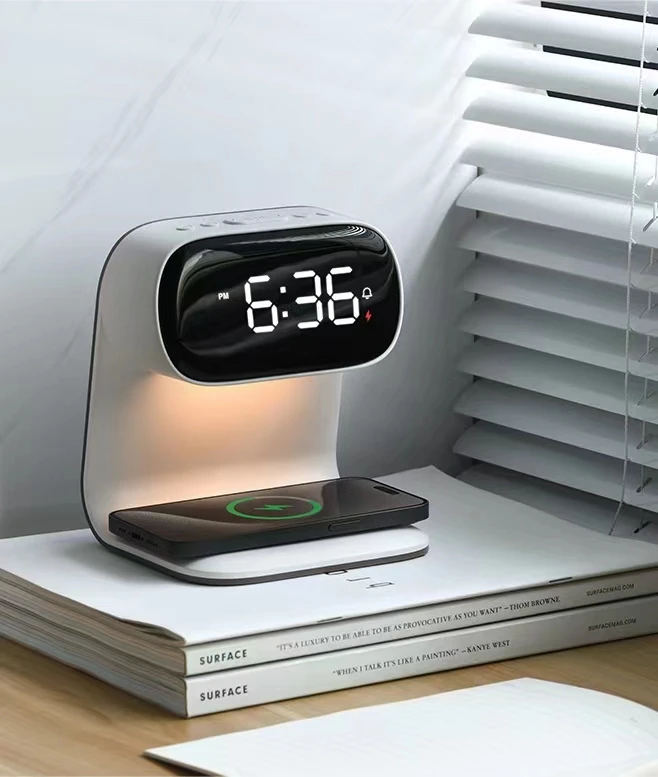 Wireless night light alarm clock with artistic decoration function