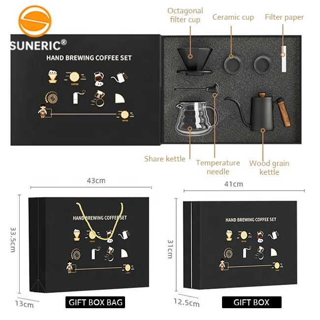 V Shape Portable Outdoor Travel Pour Over Hand Drip Coffee Accessories Gift Set Manual Coffee Maker Box