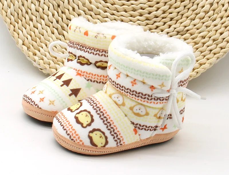 
Lovely High Quality Christmas New Design winter warm infant Colored Cotton Newborn Fleece Baby Booties Shoes 