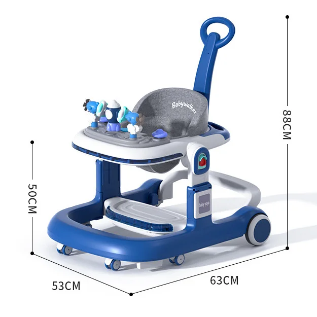 Multi-function O-leg anti-rollover push boys girls start to learn to walk music baby walkers Silent wheel with stoppers