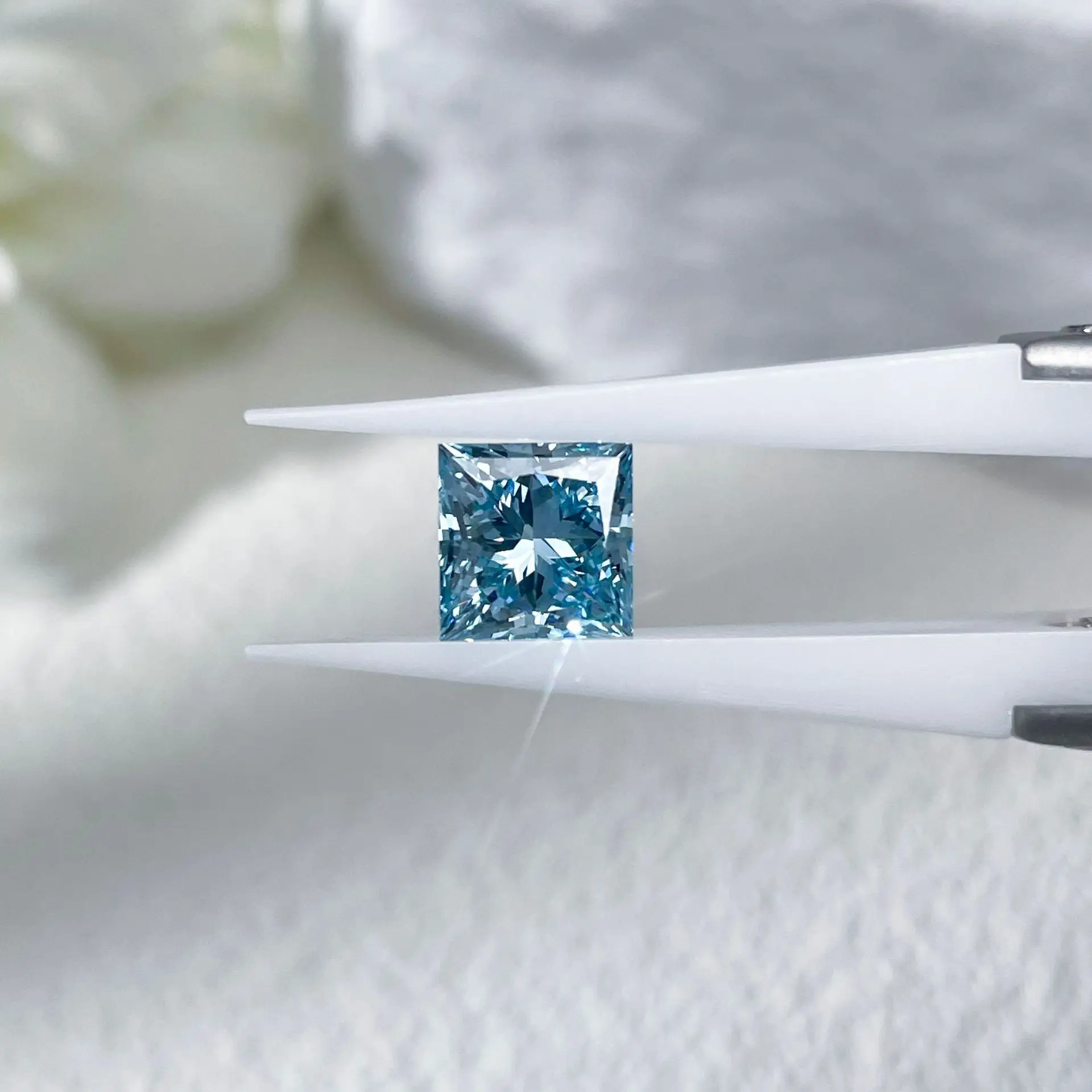 1~3carat wholesale loose synthetic pear fancy shape blue color lab grown diamonds white gold ring usage