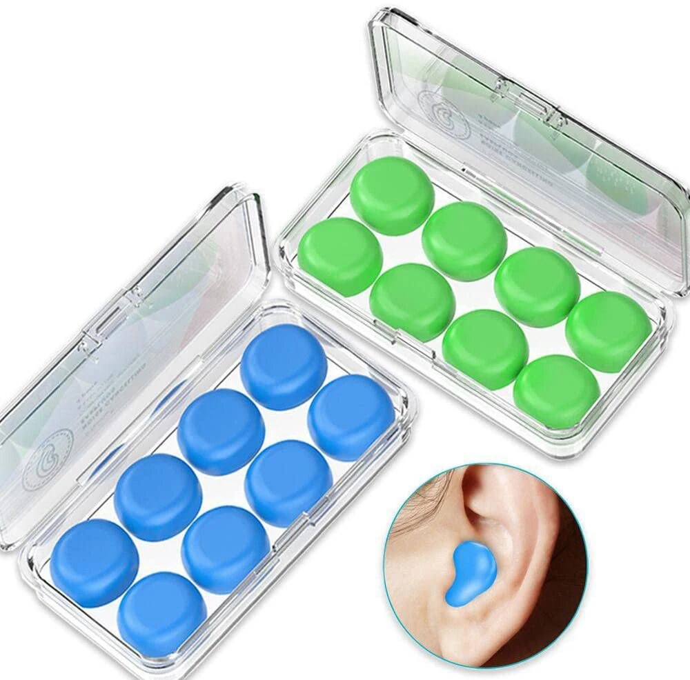 Ear Plugs for Sleeping Swimming, 8 Pair Reusable Silicone Moldable Noise Cancelling Earplugs