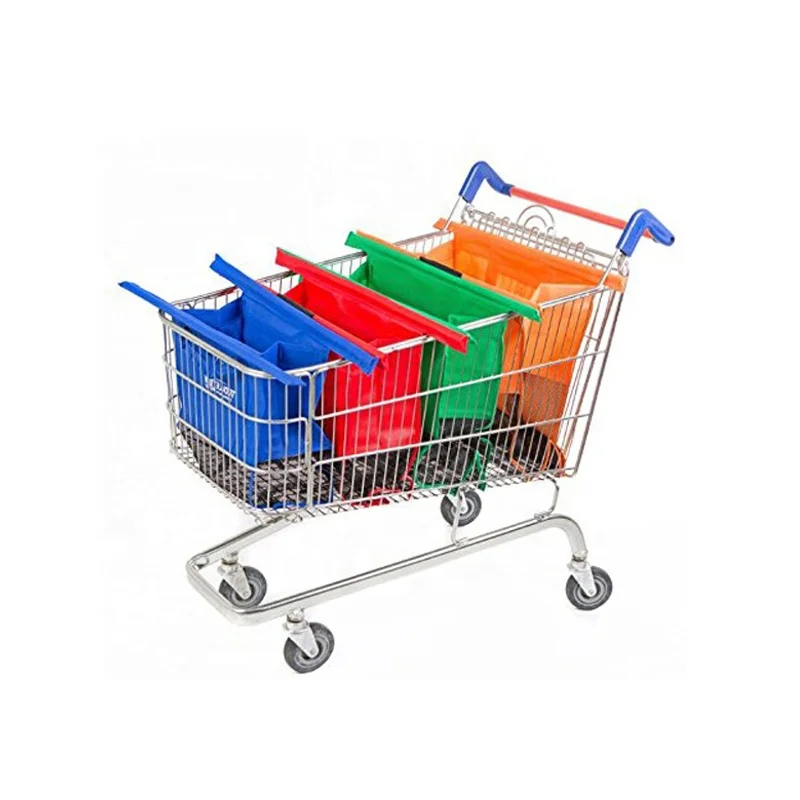 Многоразовые Сумки на колесиках для корзины, 4 упаковки, многоразовые сумки для продуктов