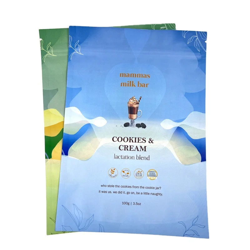 Custom Print 2.5oz 3.5oz Three Side Seal Zip lock Bag  For Food Snack Cookie Sugar Packaging Bag