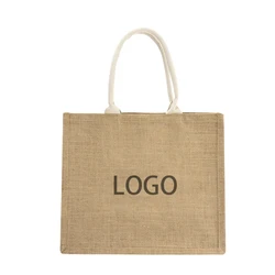 OEM Customized printing Affordable Premium printable jute bags burlap with leather handles jute bag