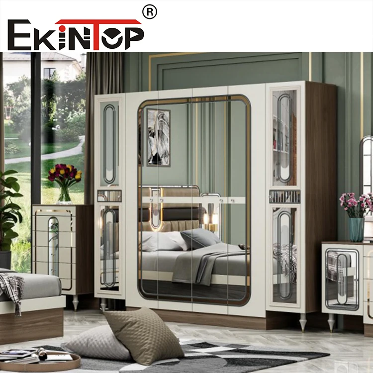 Ekintop bedroom furniture set wholesale double bed luxury king size wooden bed