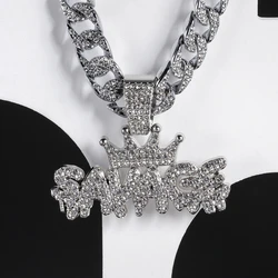 Manufacturer hip hop fashion zinc alloy pendant necklace rhinestone luxury trendy necklace jewelry
