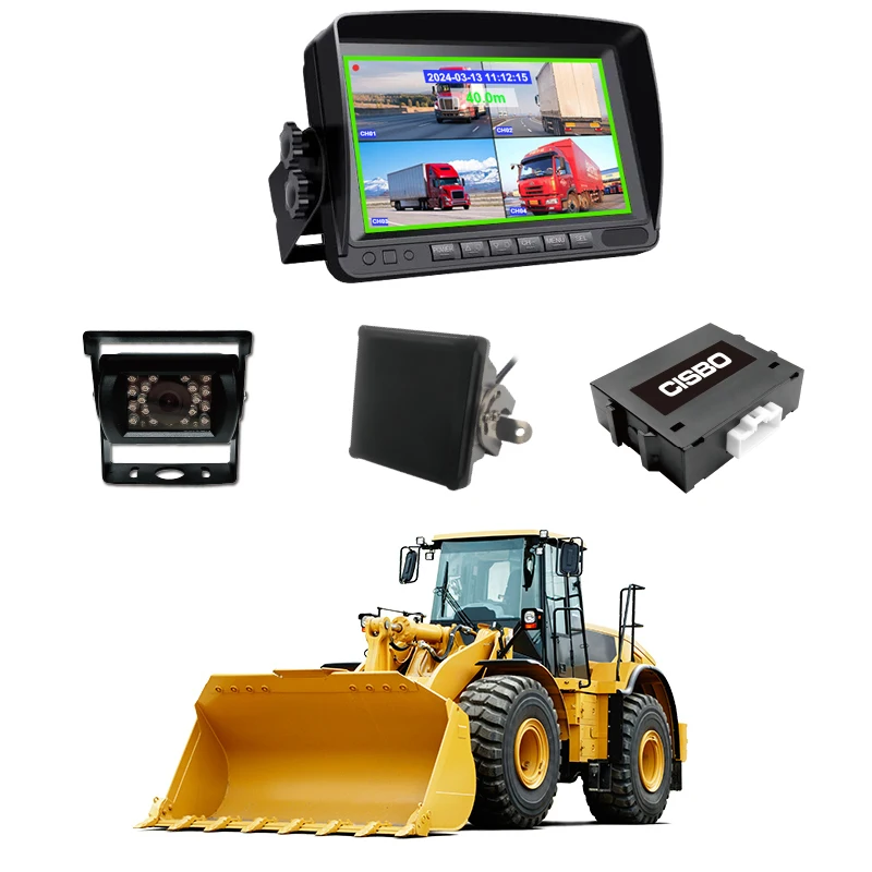 PWAS radar proximity warning alert system camera 4CH monitor system for heavy duty equipments