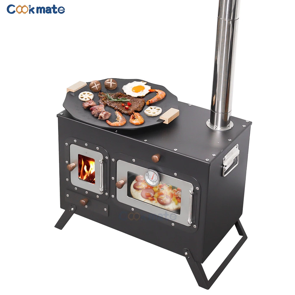 Cookmate Wood Burning Stove Cook Grill Bake 3 in 1  Multifuel  Garden Camping Gas Logs Cooking Stove