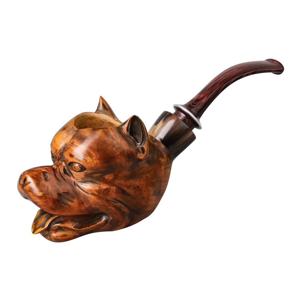 MUXIANG personalized fashion dog design high grade material briar wooden smoking tobacco pipe