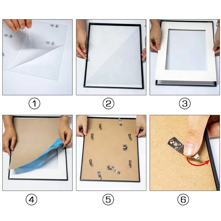 Modern Silver Aluminum A2 Photo Frame Smooth Wall Hanging Poster Frame with Back Wrap and Glass Hardware A4 Size